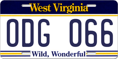WV license plate ODG066