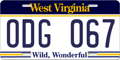 WV license plate ODG067