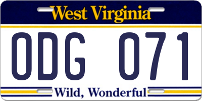 WV license plate ODG071