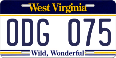 WV license plate ODG075