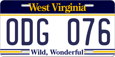 WV license plate ODG076
