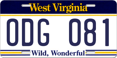 WV license plate ODG081