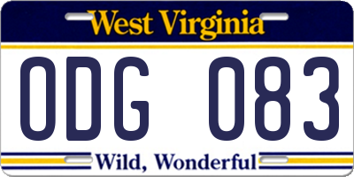 WV license plate ODG083