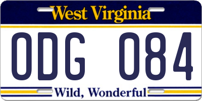 WV license plate ODG084