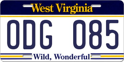 WV license plate ODG085