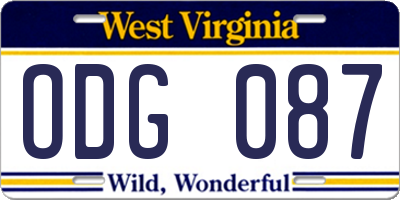 WV license plate ODG087