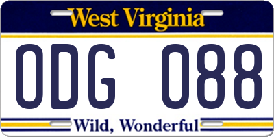 WV license plate ODG088