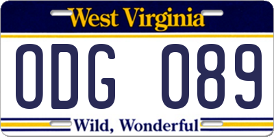 WV license plate ODG089