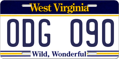 WV license plate ODG090