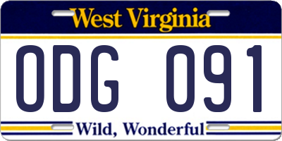 WV license plate ODG091
