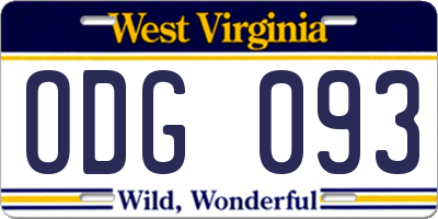 WV license plate ODG093