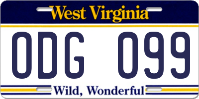 WV license plate ODG099