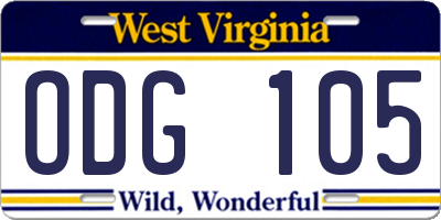 WV license plate ODG105