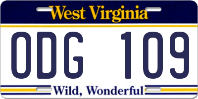 WV license plate ODG109