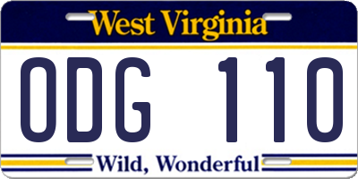WV license plate ODG110