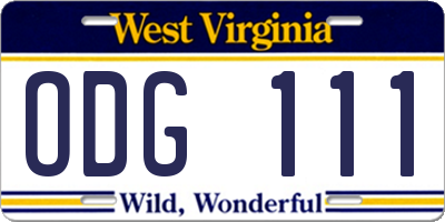 WV license plate ODG111