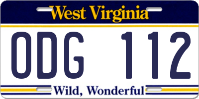 WV license plate ODG112