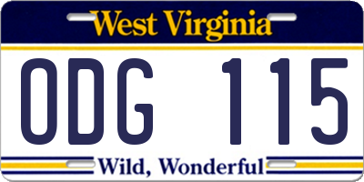 WV license plate ODG115