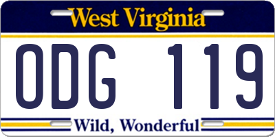 WV license plate ODG119