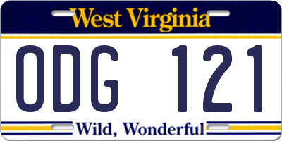 WV license plate ODG121