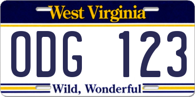 WV license plate ODG123