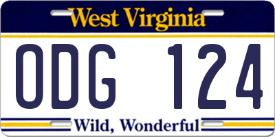 WV license plate ODG124