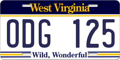 WV license plate ODG125