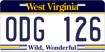 WV license plate ODG126