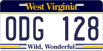 WV license plate ODG128