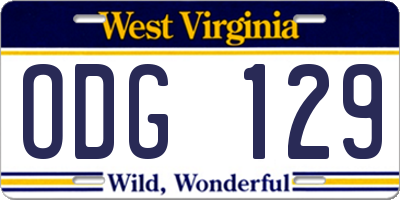 WV license plate ODG129