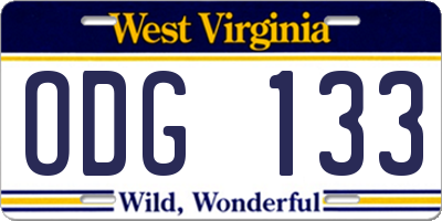 WV license plate ODG133