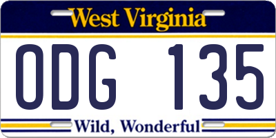 WV license plate ODG135