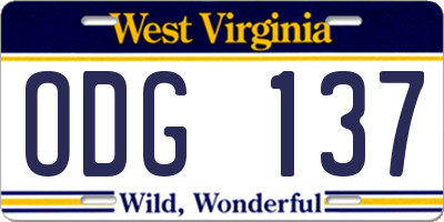 WV license plate ODG137