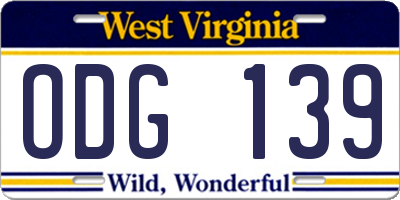 WV license plate ODG139