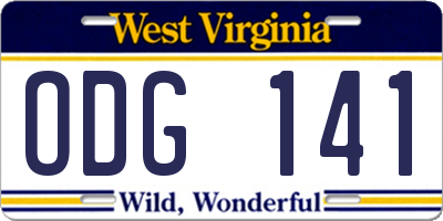 WV license plate ODG141