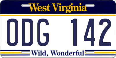 WV license plate ODG142