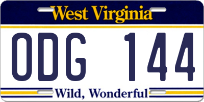 WV license plate ODG144