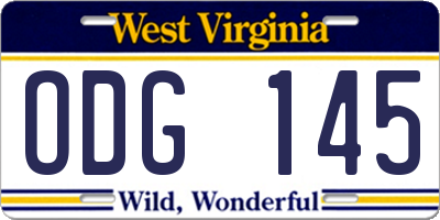 WV license plate ODG145