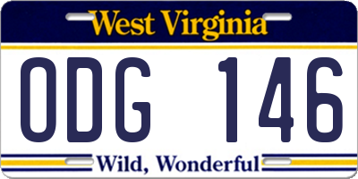 WV license plate ODG146