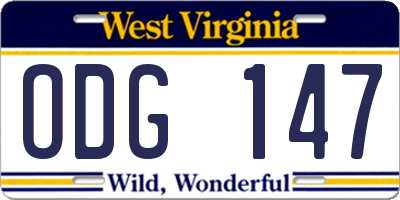 WV license plate ODG147