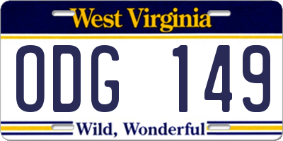 WV license plate ODG149
