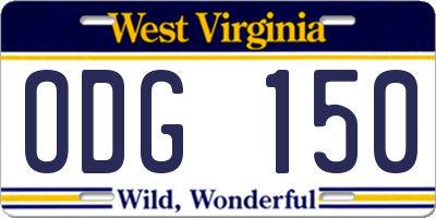 WV license plate ODG150