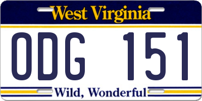 WV license plate ODG151