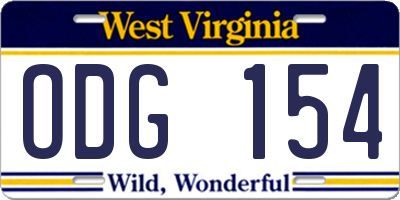 WV license plate ODG154