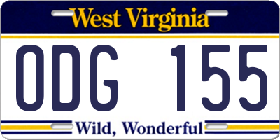 WV license plate ODG155