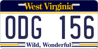 WV license plate ODG156