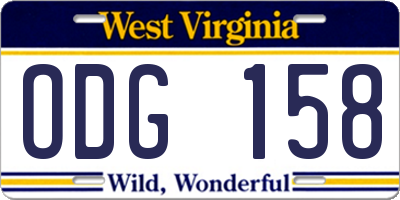 WV license plate ODG158