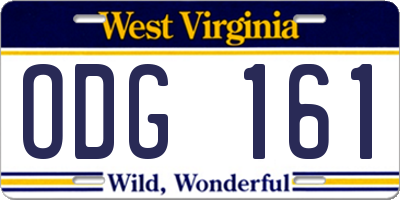 WV license plate ODG161