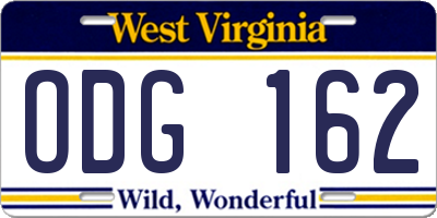 WV license plate ODG162