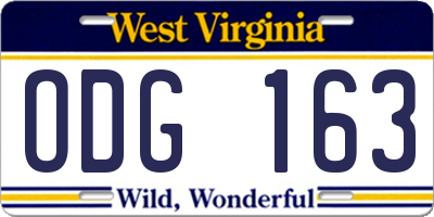 WV license plate ODG163